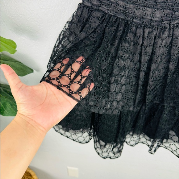 Betsey Johnson Strapless SweatHeart Black Eyelet Mesh Tiered Princess Mini Dress - Picture 3 of 8